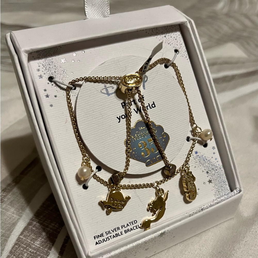 Disney Gold Little Mermaid Bracelet with Charms - 35th Anniversary